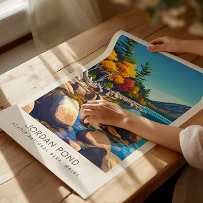 Jordan Pond Matte Border Poster | Acadia National Park, Maine Destination Print — giclée print detail on matte paper