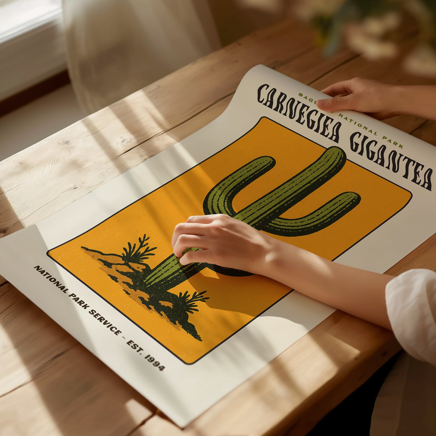 Saguaro National Park Poster | Arizona Cactus Art | Vintage Desert Print