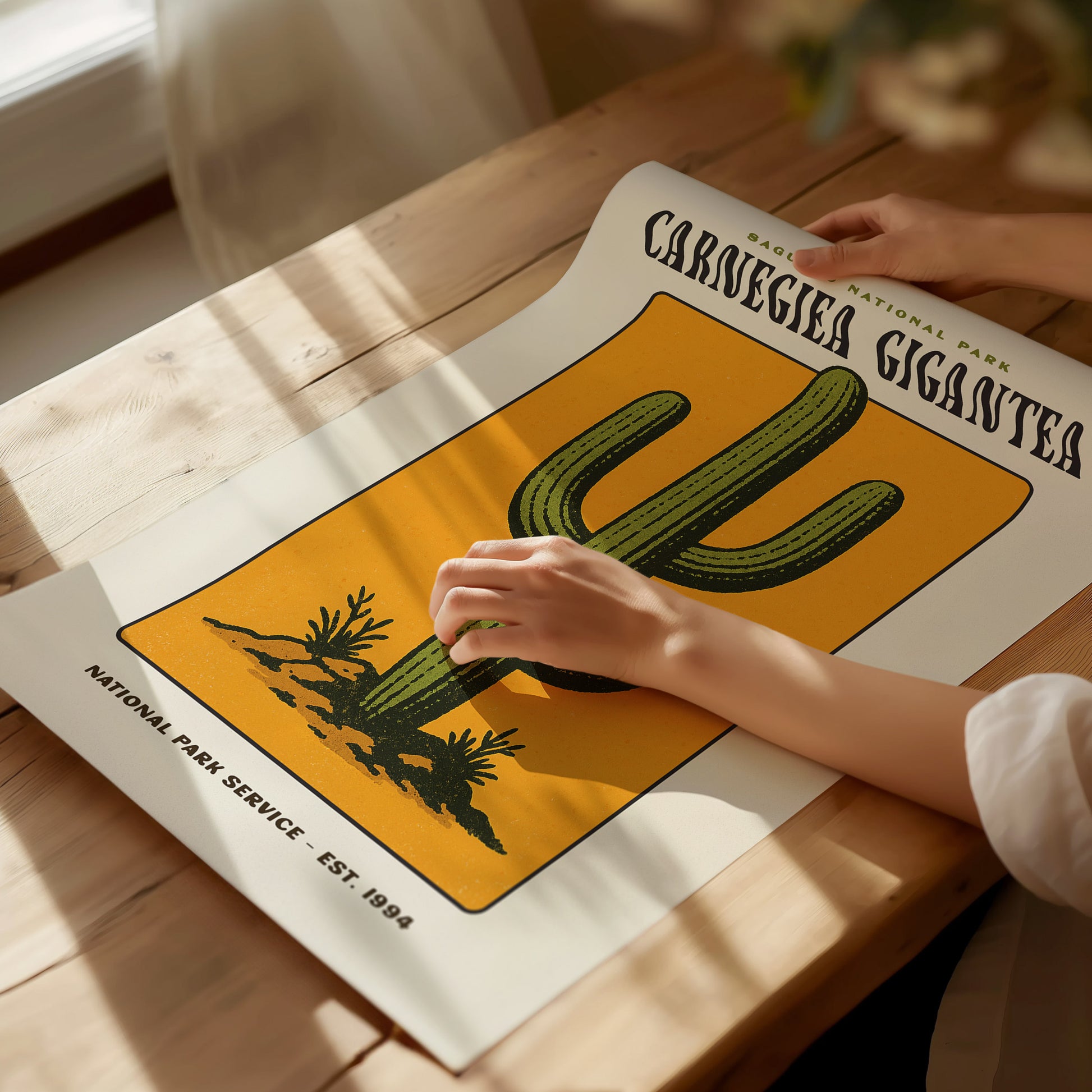 Saguaro National Park Poster | Arizona Cactus Art | Vintage Desert Print