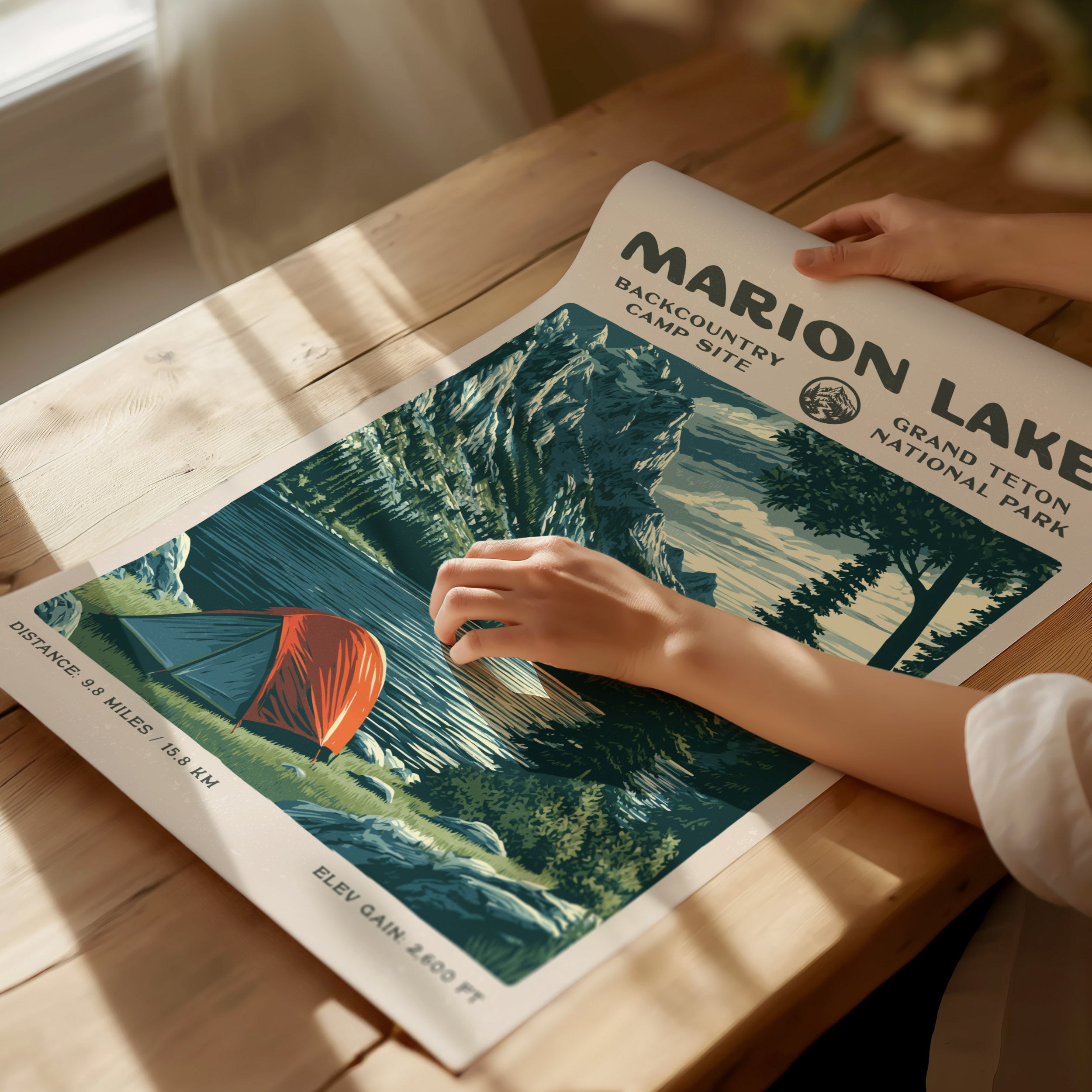 Marion Lake, Grand Teton Poster | Hiker Gift | Alpine Wilderness