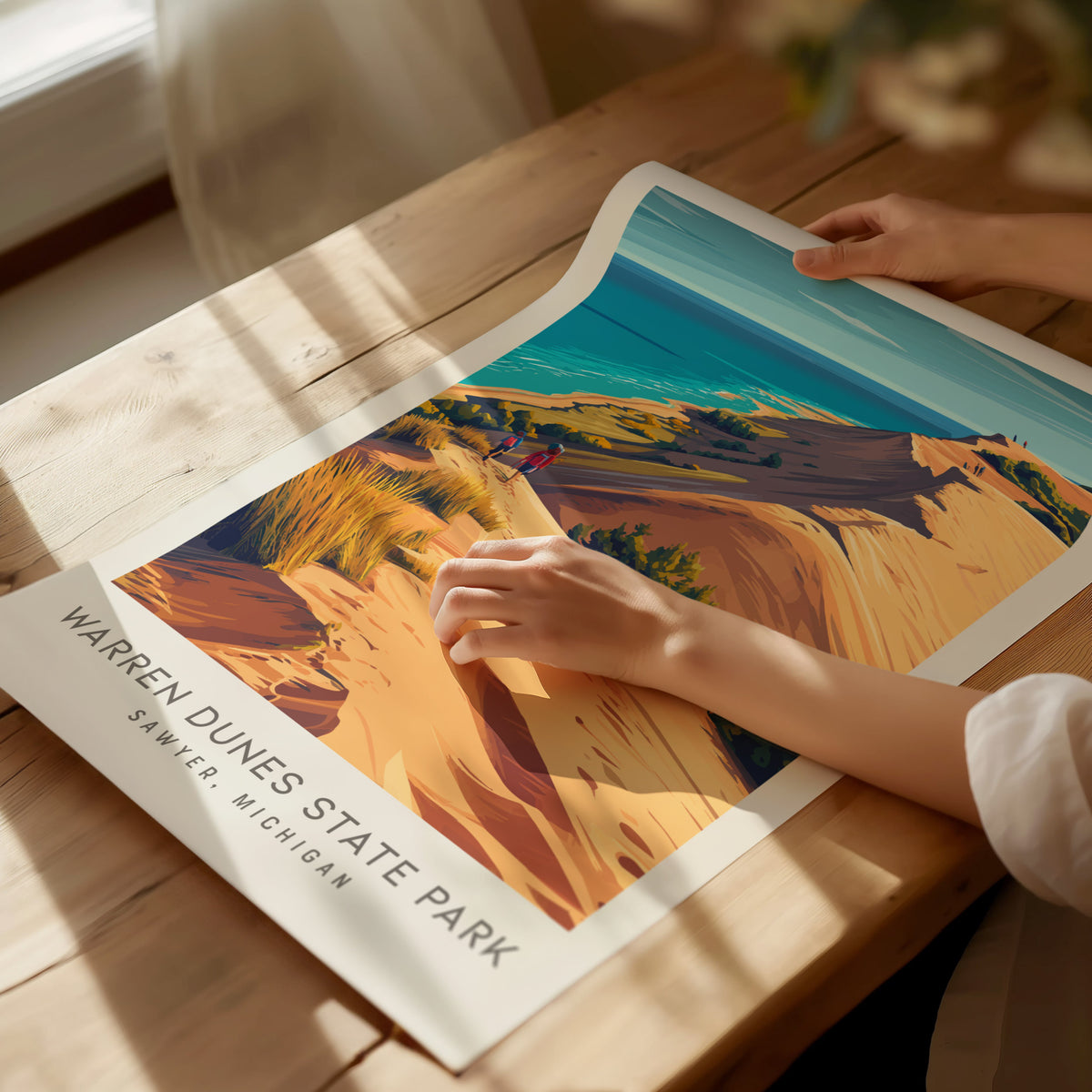 Warren Dunes State Park Matte Border Poster | Sawyer, Michigan Destination Print — giclée print detail on matte paper