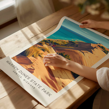 Warren Dunes State Park Matte Border Poster | Sawyer, Michigan Destination Print — giclée print detail on matte paper
