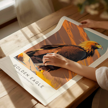 Golden Eagle Poster | Majestic Raptor Mountain Wildlife Wall Art — giclée print detail on matte paper