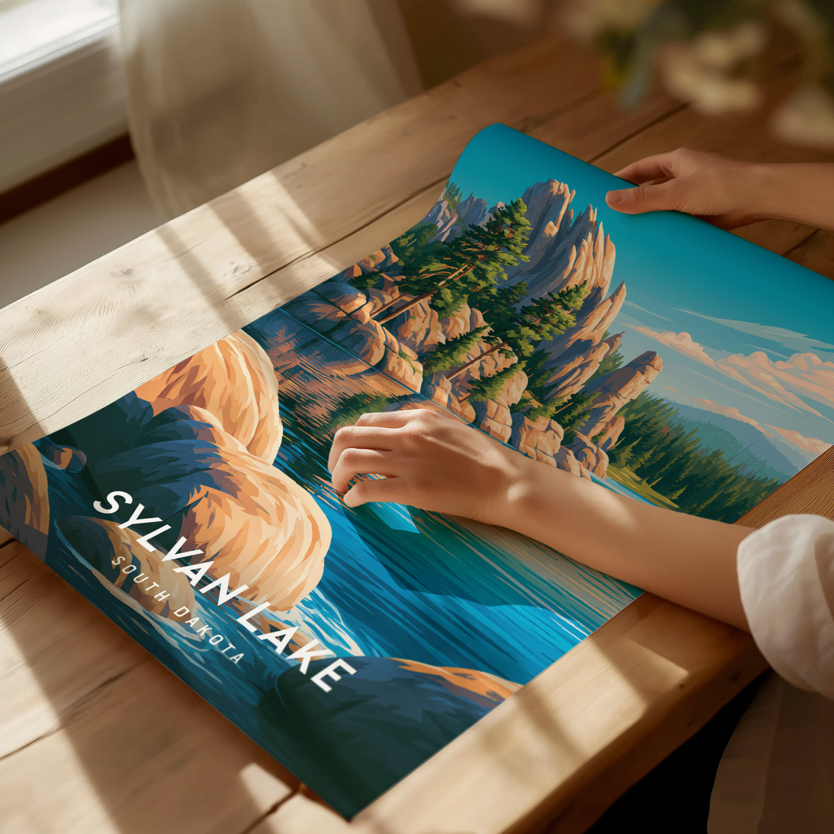 Sylvan Lake, South Dakota Poster | Custer State Park Framed or Unframed Wall Art — giclée print detail on matte paper