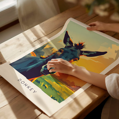 Donkey, Equus asinus Poster | Gentle Farm Wildlife Wall Art — giclée print detail on matte paper