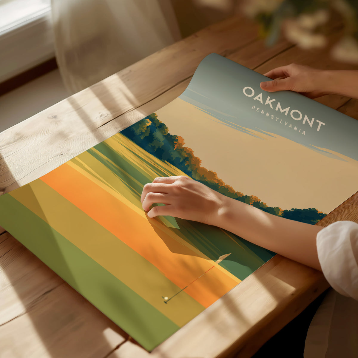 Oakmont, Pennsylvania Poster | Classic Links Golfer Gift Wall Art — giclée print detail on matte paper