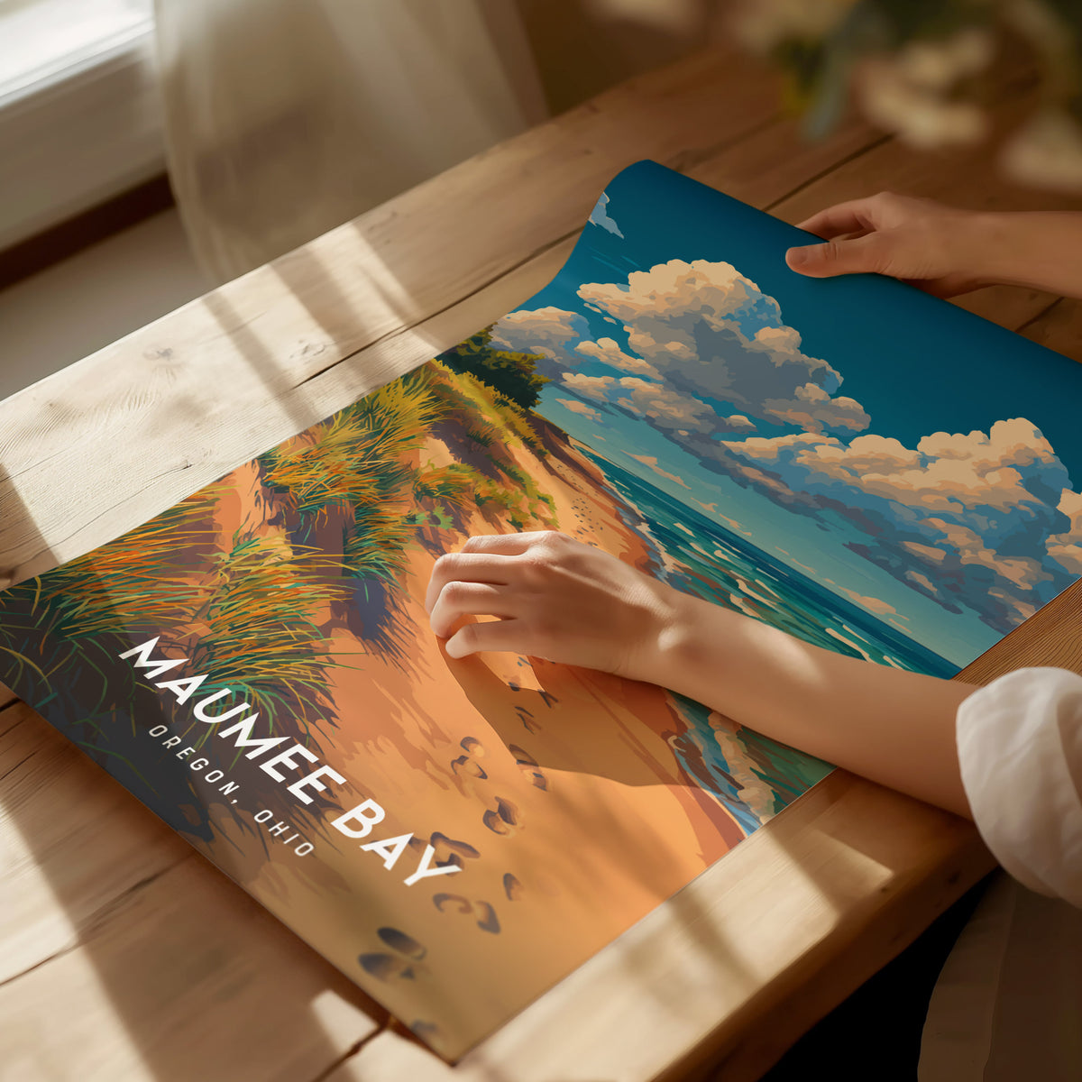 Maumee Bay, Oregon, Ohio Poster | Lakeside Marshland Sunset Wall Art — giclée print detail on matte paper
