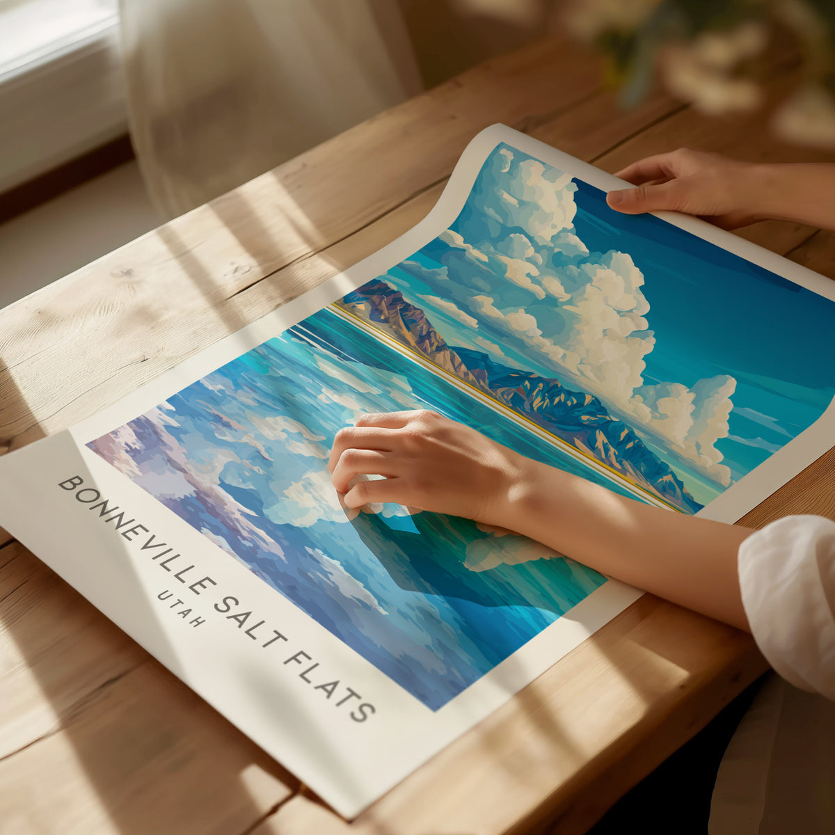 Bonneville Salt Flats Matte Border Poster | Utah Destination Print Travel Wall Art — giclée print detail on matte paper