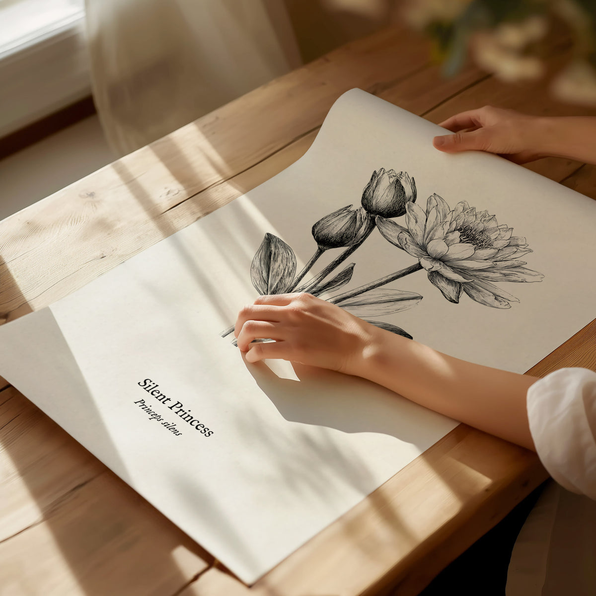 Silent Princess Poster | Princeps Silens Pen and Ink Print Vintage Scientific Illustration Wall Art — giclée print detail on