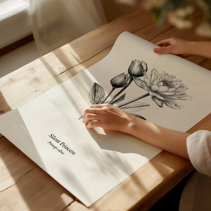 Silent Princess Poster | Princeps Silens Pen and Ink Print Vintage Scientific Illustration Wall Art — giclée print detail on