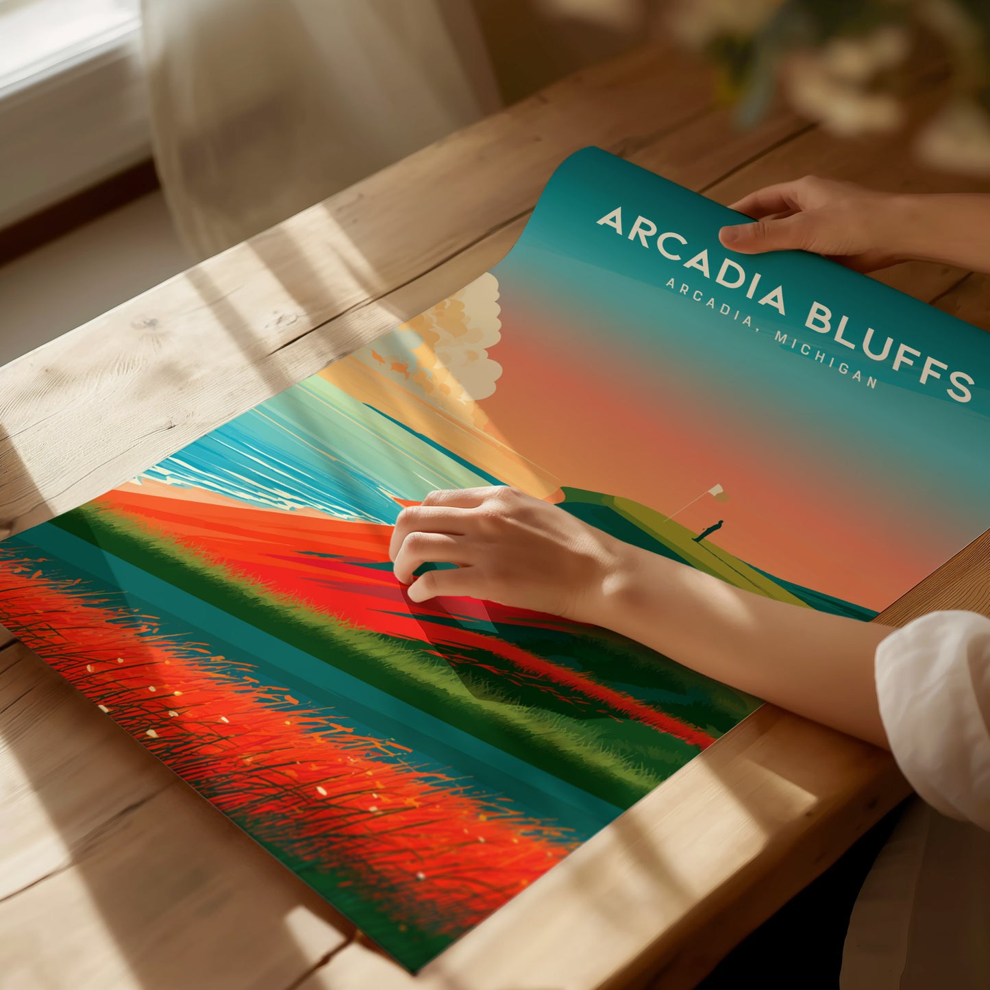 Arcadia Bluffs, Arcadia, Michigan Poster | Links Poster Golfer Gift Wall Art — giclée print detail on matte paper