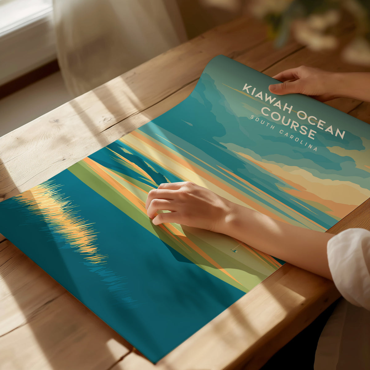 Kiawah Ocean Course, South Carolina Poster | Links Poster & Golfer Gift Wall Art — giclée print detail on matte paper