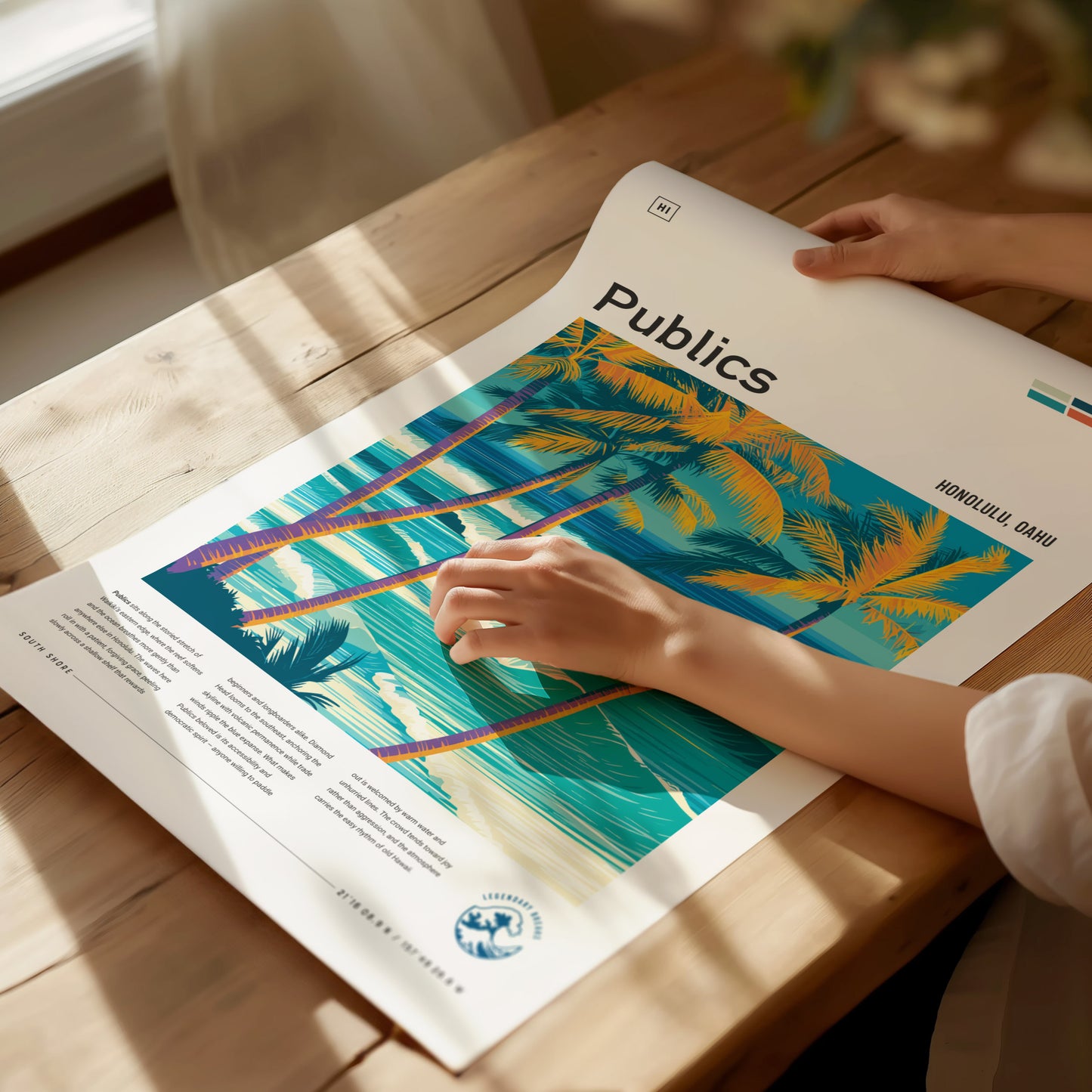 Publics, Hawaii Poster | Tropical Surf Break Island Wall Art — giclée print detail on matte paper