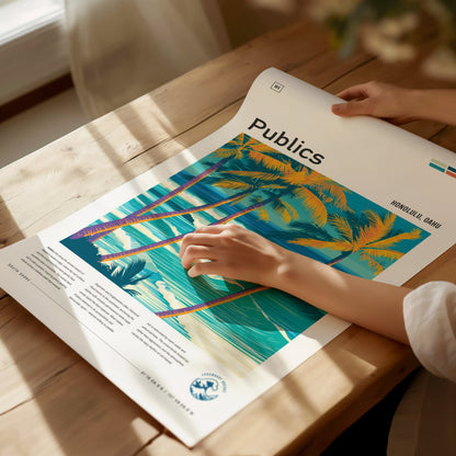 Publics, Hawaii Poster | Tropical Surf Break Island Wall Art — giclée print detail on matte paper