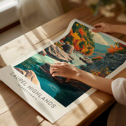 Laurel Highlands Matte Border Poster | Pennsylvania Destination Print Travel Wall Art — giclée print detail on matte paper