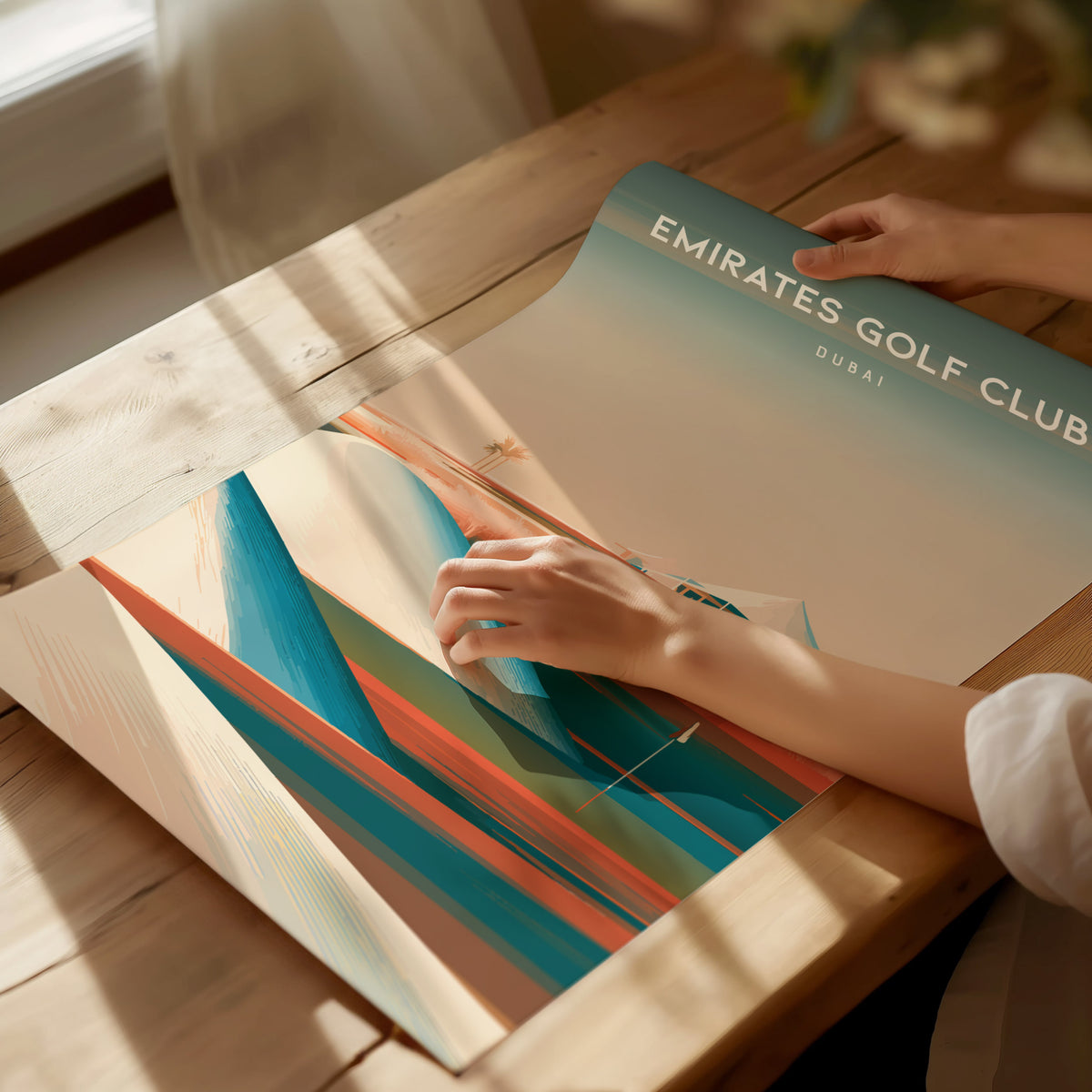 Emirates Golf Club, Dubai Poster | Golfer Gift & Links Wall Art — giclée print detail on matte paper