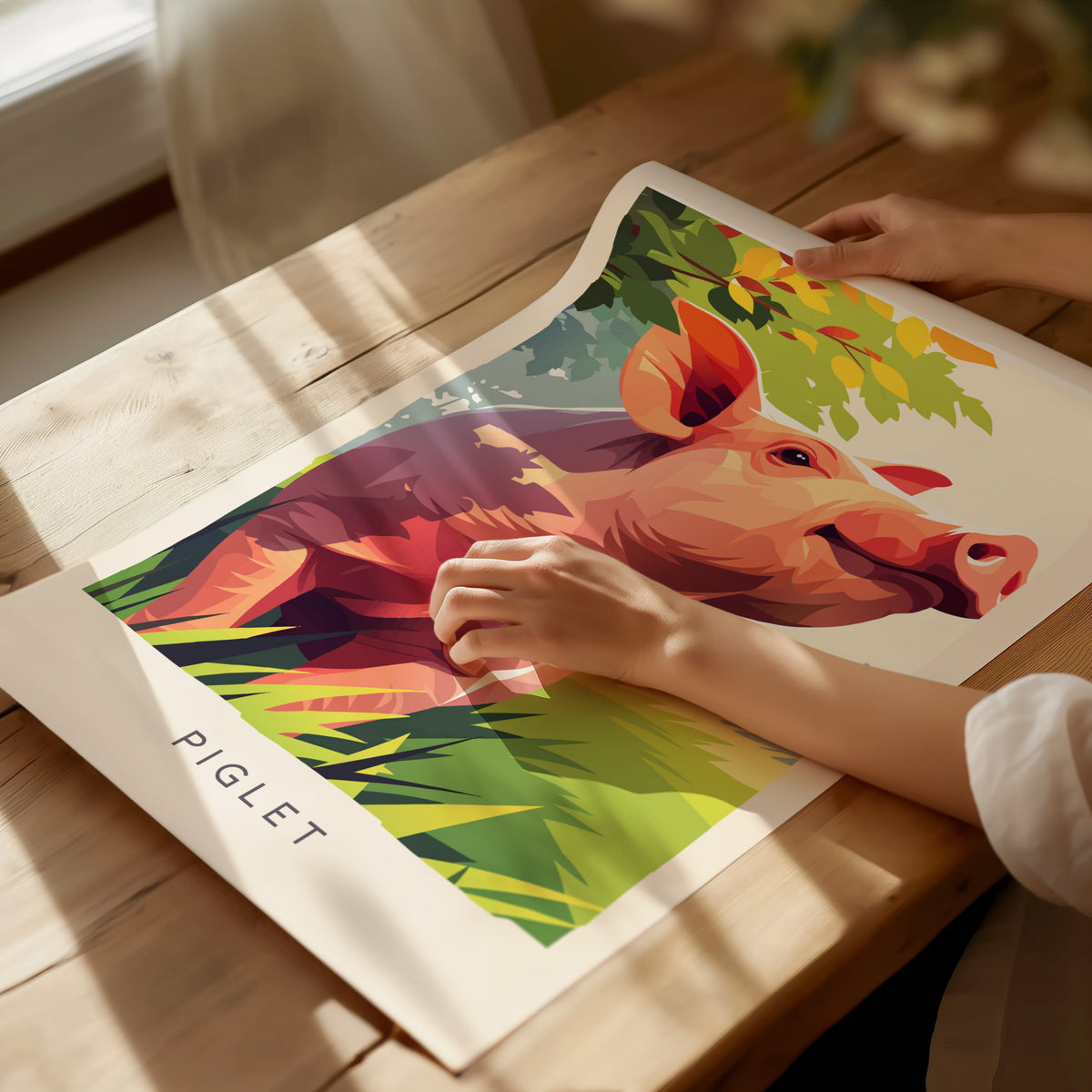Piglet, Sus scrofa domesticus Poster | Adorable Farm Wildlife Nature Poster Wall Art — giclée print detail on matte paper