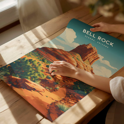 Bell Rock, Sedona, Arizona Poster | Red Rock Desert Destination Print Wall Art — giclée print detail on matte paper