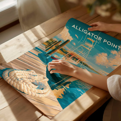 Alligator Point, Florida Poster | Wild Gulf Shore Serenity Wall Art — giclée print detail on matte paper