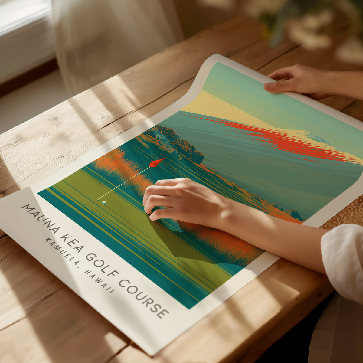 Mauna Kea Golf Course Matte Border Poster | Kamuela, Hawaii Golf Course Print & Country Club Decor — giclée print detail on m