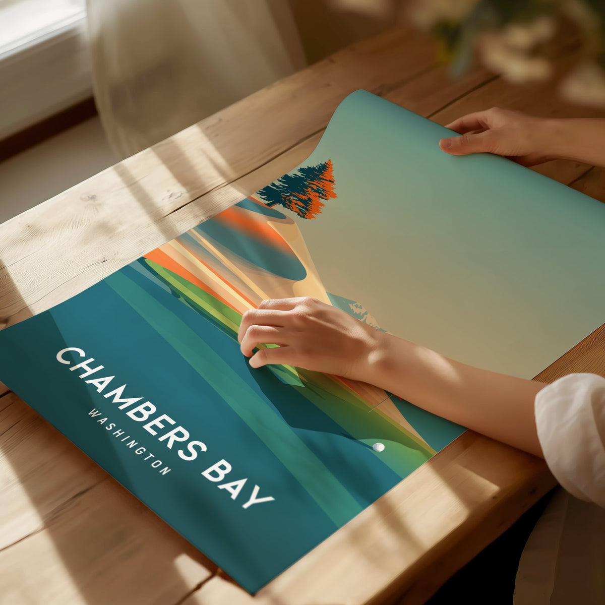Chambers Bay, Washington Poster | Links Poster & Golfer Gift Wall Art — giclée print detail on matte paper