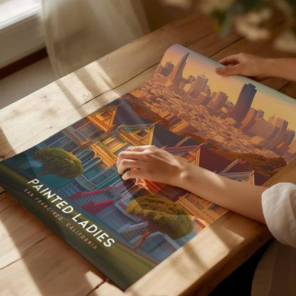 Painted Ladies San Francisco Poster | Alamo Square Victorian Wall Art Print