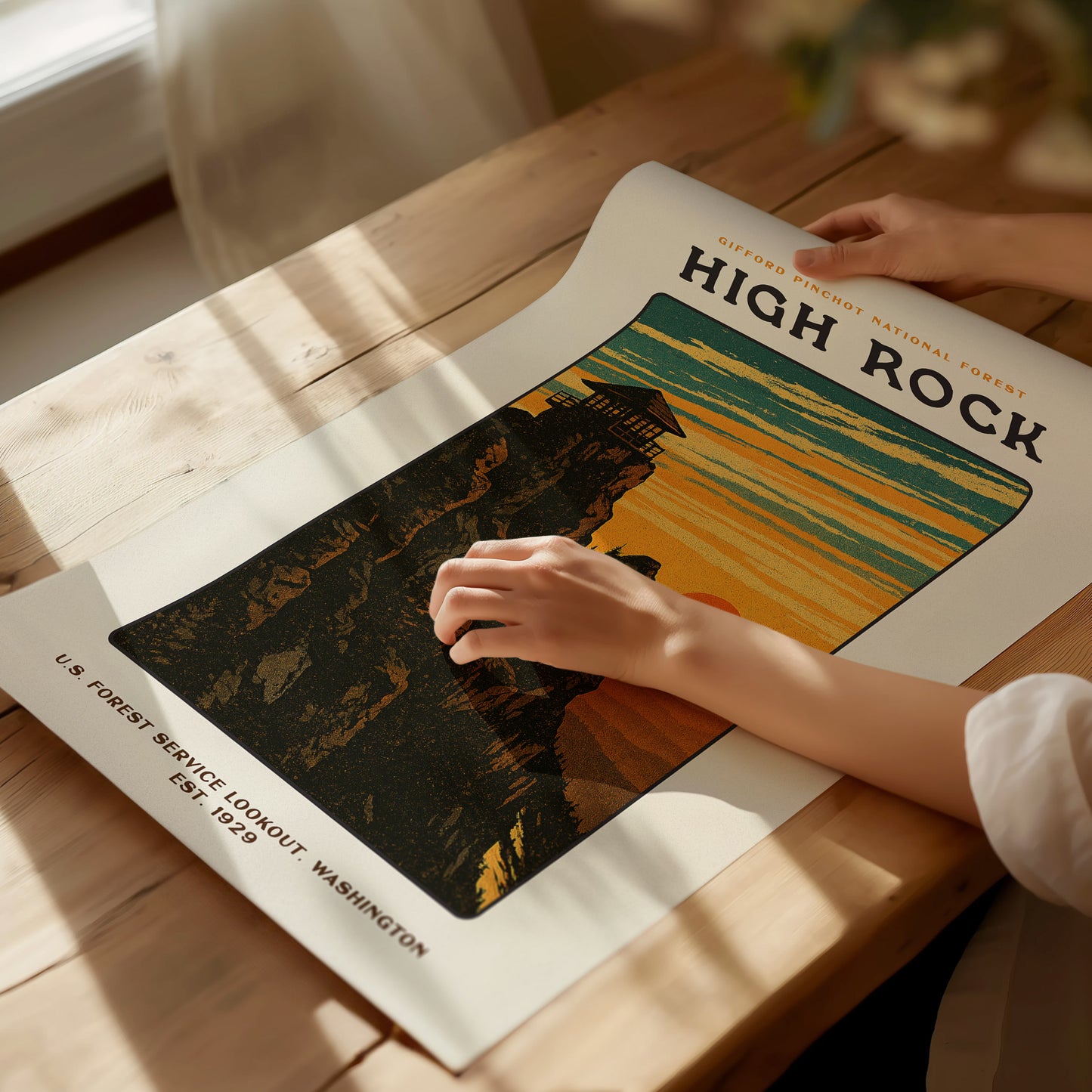High Rock Lookout Vintage Poster | Gifford Pinchot Forest Wall Art