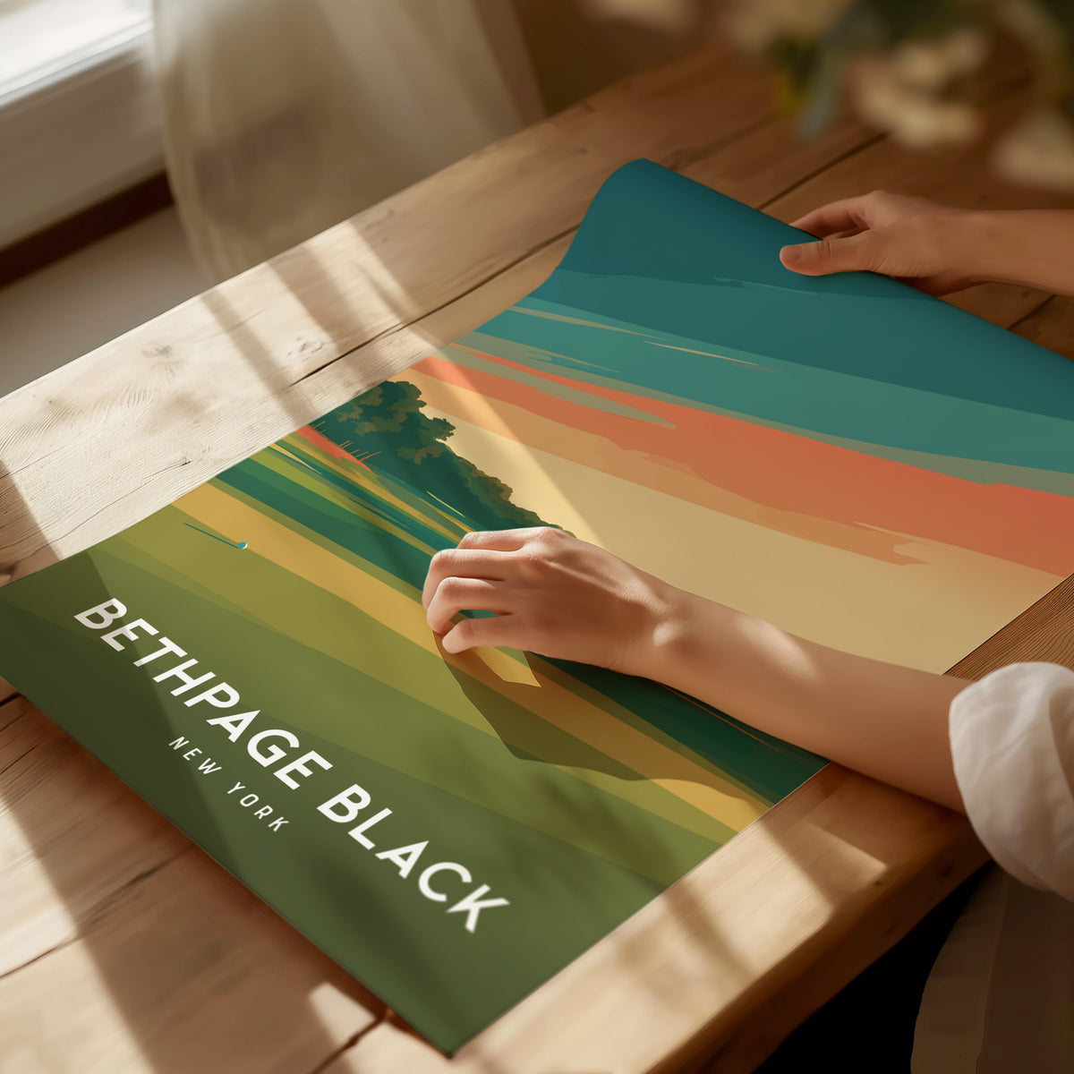 Bethpage Black, New York Poster | Championship Links Golfer Gift Wall Art — giclée print detail on matte paper