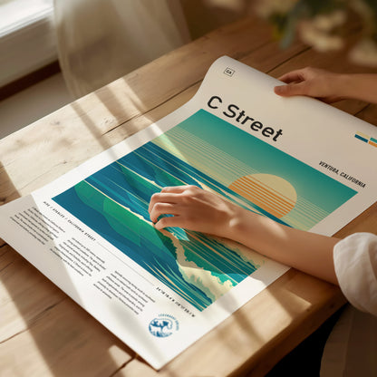C Street Surf Spot Poster | Ventura California Surfer Wall Art | Framed or Unframed