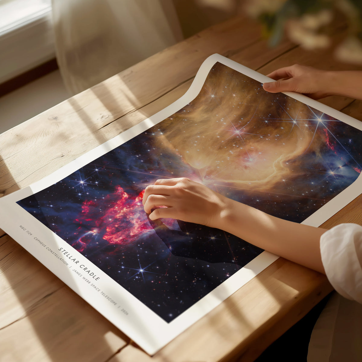 Stellar Cradle Poster | Ngc 7129 · Cepheus Constellation | NASA NGC 7129 Cepheus Constellation Space Photography Wall Art — g