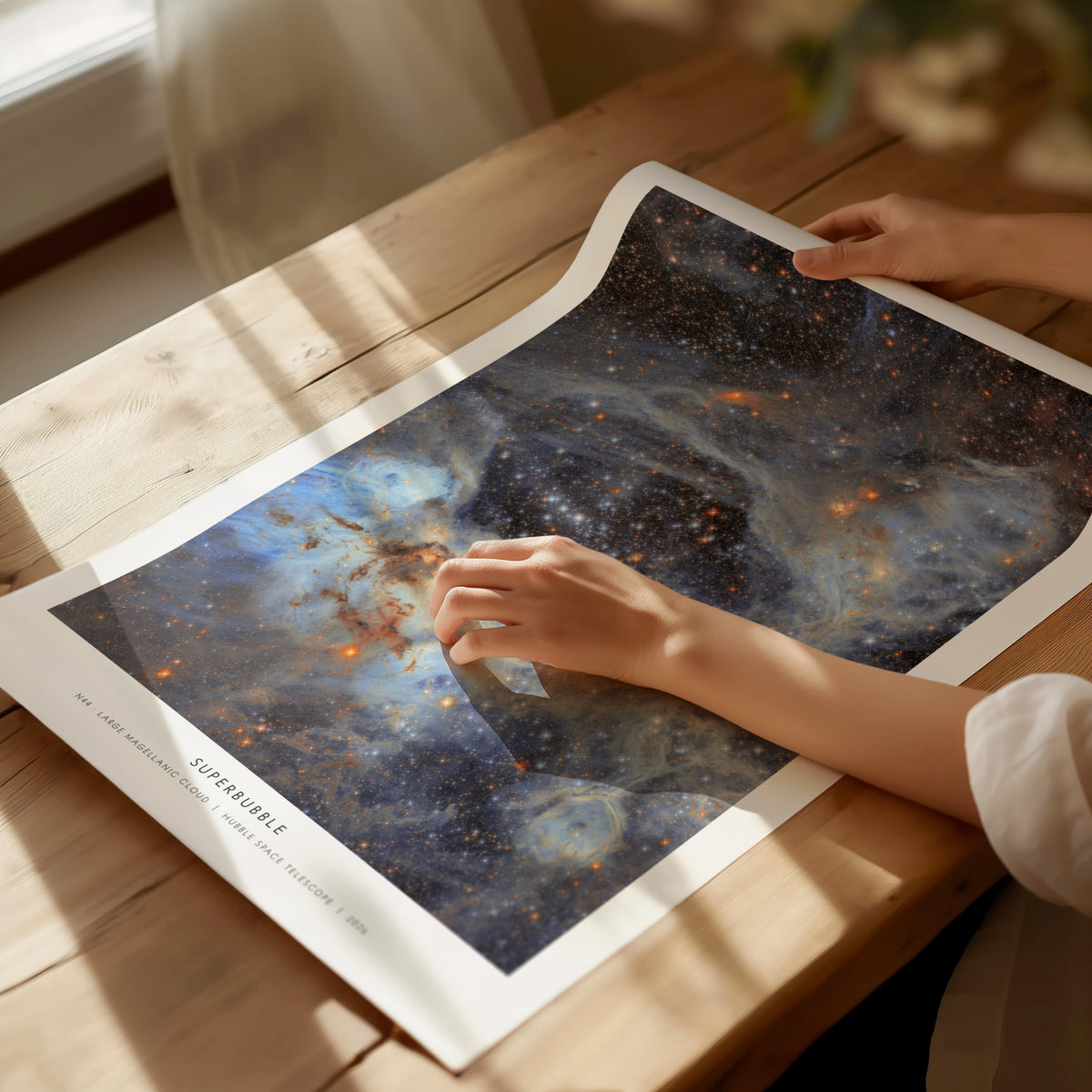 Superbubble Poster | N44 · Large Magellanic Cloud | NASA N44 Large Magellanic Cloud Astronomy Print — giclée print detail on