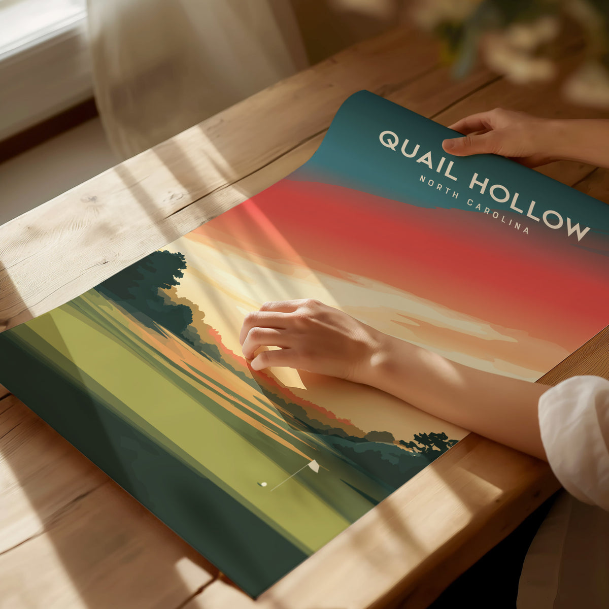 Quail Hollow, North Carolina Poster | Golf Wall Art & Golfer Gift — giclée print detail on matte paper