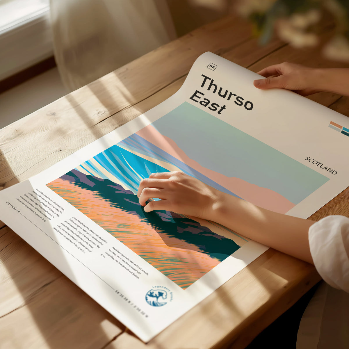 Thurso East, Scotland Poster | Highland Surf Destination Print Wall Art — giclée print detail on matte paper