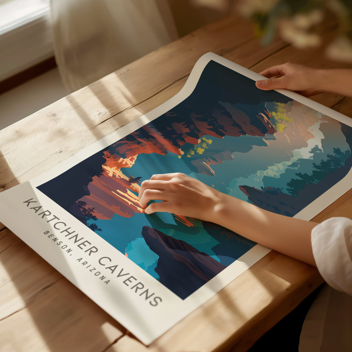 Kartchner Caverns Matte Border Poster | Benson, Arizona Travel Wall Art — giclée print detail on matte paper