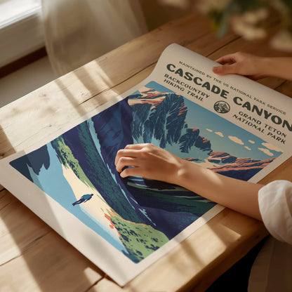Cascade Canyon, Grand Teton National Park Poster | Hiker Gift | Backcountry Trail Wall Art — giclée print detail on matte pap