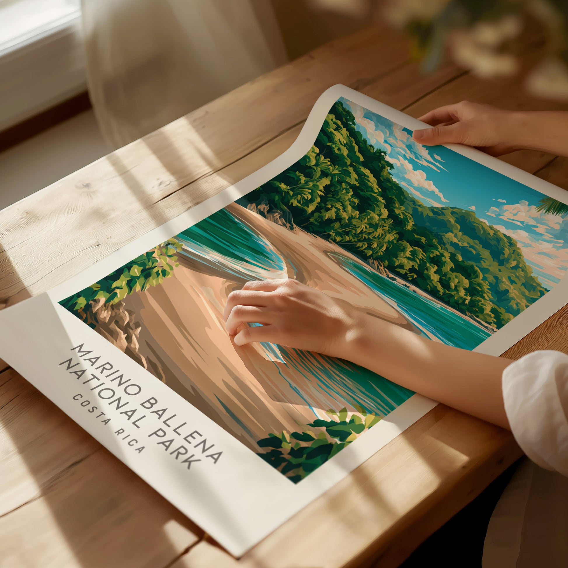 Marino Ballena National Park Matte Border Poster | Costa Rica Travel Wall Art — giclée print detail on matte paper