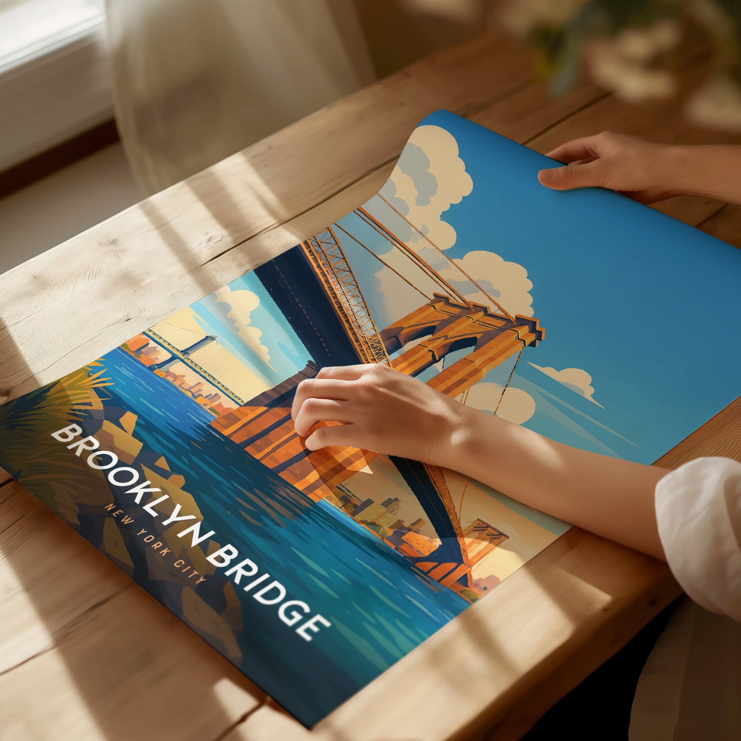 Brooklyn Bridge NYC Poster | Iconic New York Wall Art | Framed or Unframed