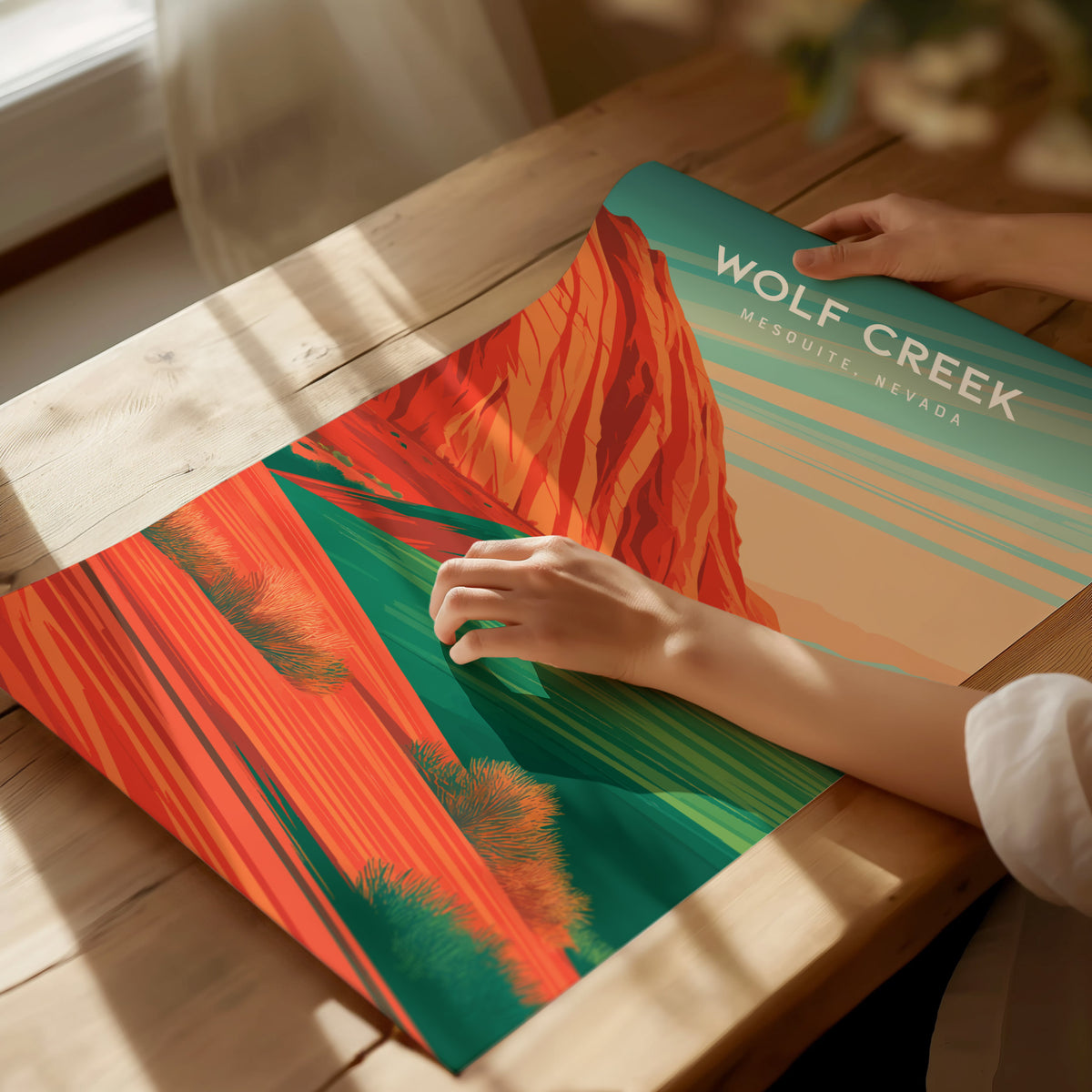 Wolf Creek Golf Club, Mesquite, Nevada Poster | Desert Canyon Links Golfer Gift Wall Art — giclée print detail on matte paper
