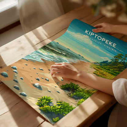 Kiptopeke, Cape Charles, Virginia Poster | Travel Wall Art Destination Print — giclée print detail on matte paper