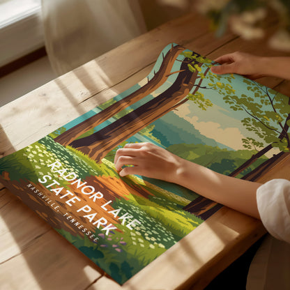 Radnor Lake State Park, Nashville, Tennessee Poster | Woodland Lake Serenity Travel Wall Art — giclée print detail on matte p