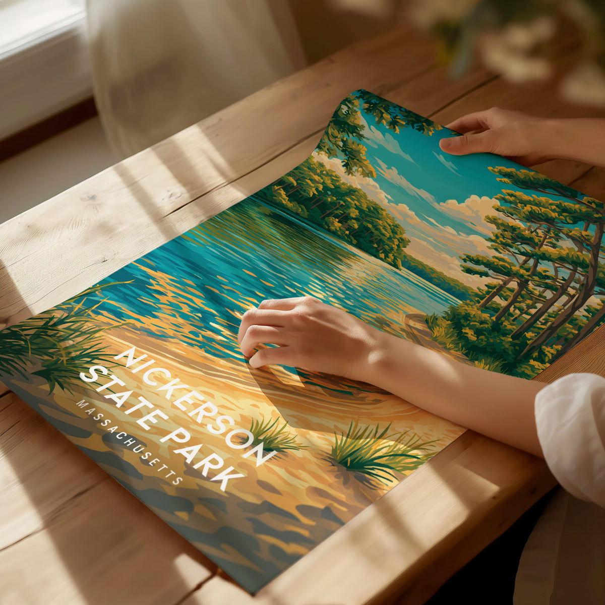 Nickerson State Park, Massachusetts Poster | Cape Cod Forest & Lake Wall Art — giclée print detail on matte paper