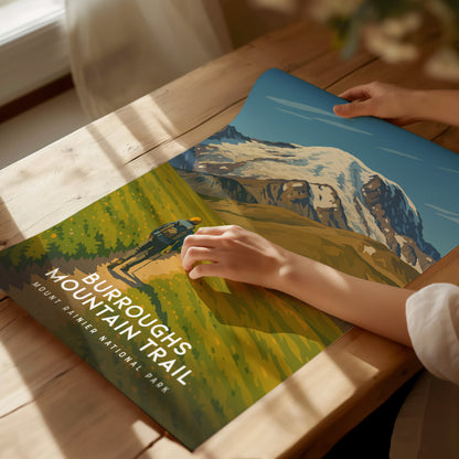 Burroughs Mountain Trail Poster | Mount Rainier National Park Wall Art Print | Framed or Unframed