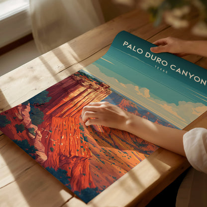 Palo Duro Canyon, Texas Poster | Red Rock Desert Destination Print Wall Art — giclée print detail on matte paper