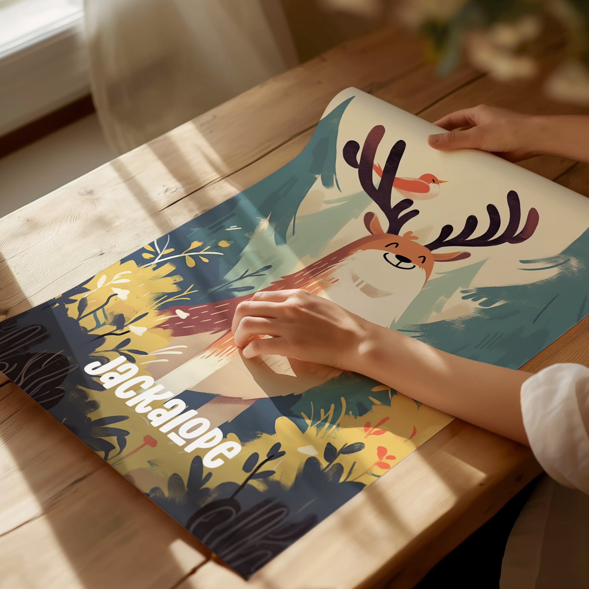 Jackalope Kids Room Poster | Cute Cryptids Wall Art