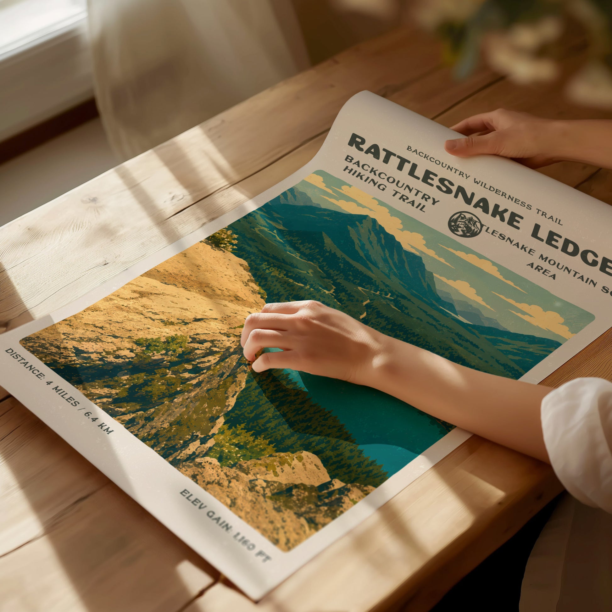 Rattlesnake Ledge, North Bend Poster | Hiker Gift | Bold Summit Views Wall Art — giclée print detail on matte paper