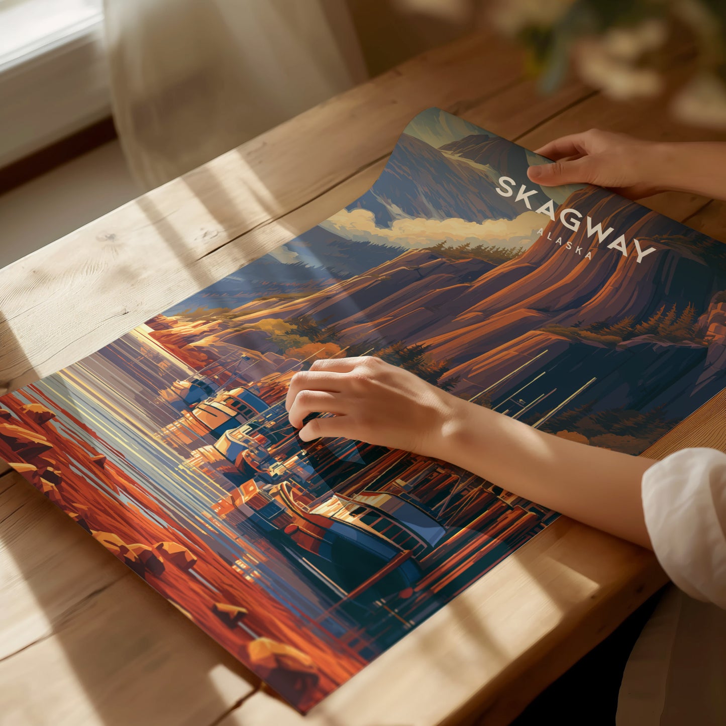 Skagway, Alaska Poster | Gold Rush Trail Mountain Wall Art — giclée print detail on matte paper