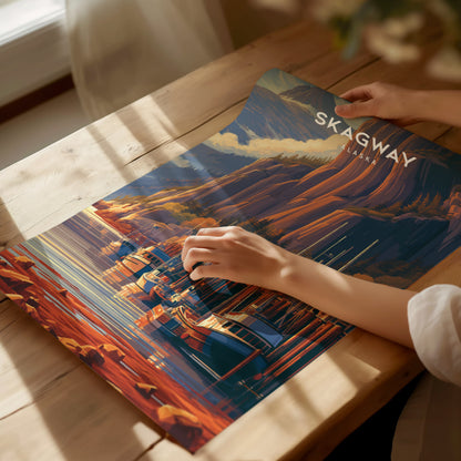 Skagway, Alaska Poster | Gold Rush Trail Mountain Wall Art — giclée print detail on matte paper