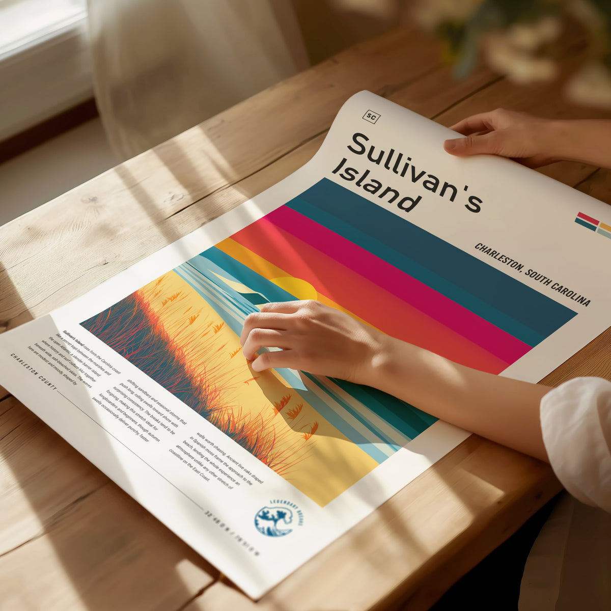 Sullivan's Island, Charleston, South Carolina Poster | Surf Wall Art & Beach House Decor — giclée print detail on matte paper