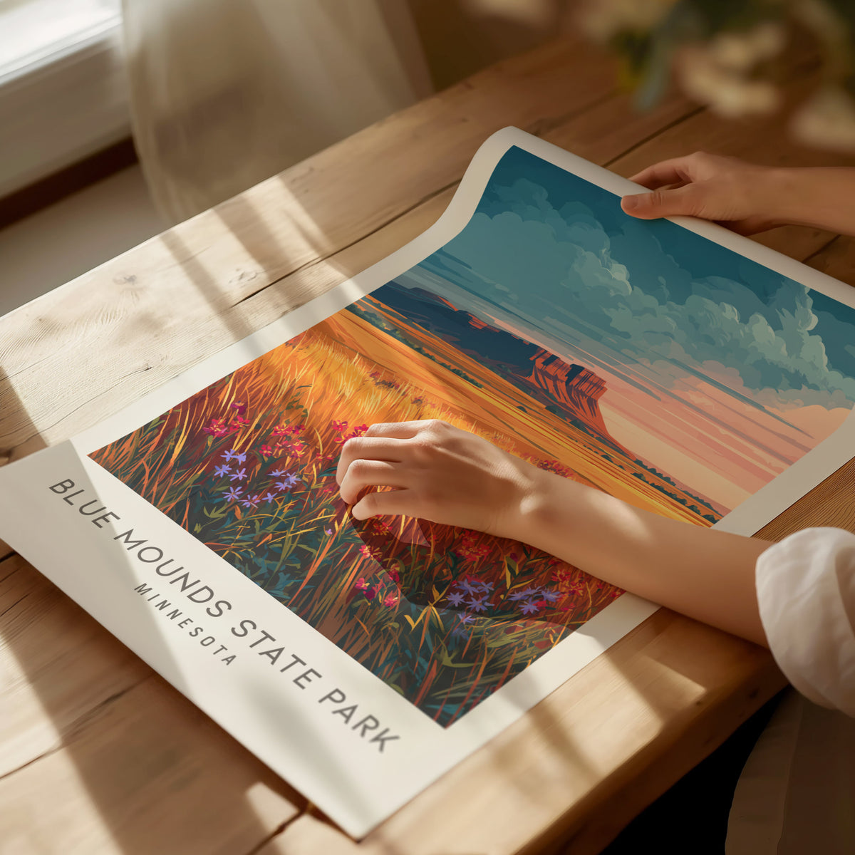 Blue Mounds State Park Matte Border Poster | Minnesota Destination Print & Vacation Wall Art — giclée print detail on matte p