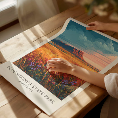 Blue Mounds State Park Matte Border Poster | Minnesota Destination Print & Vacation Wall Art — giclée print detail on matte p